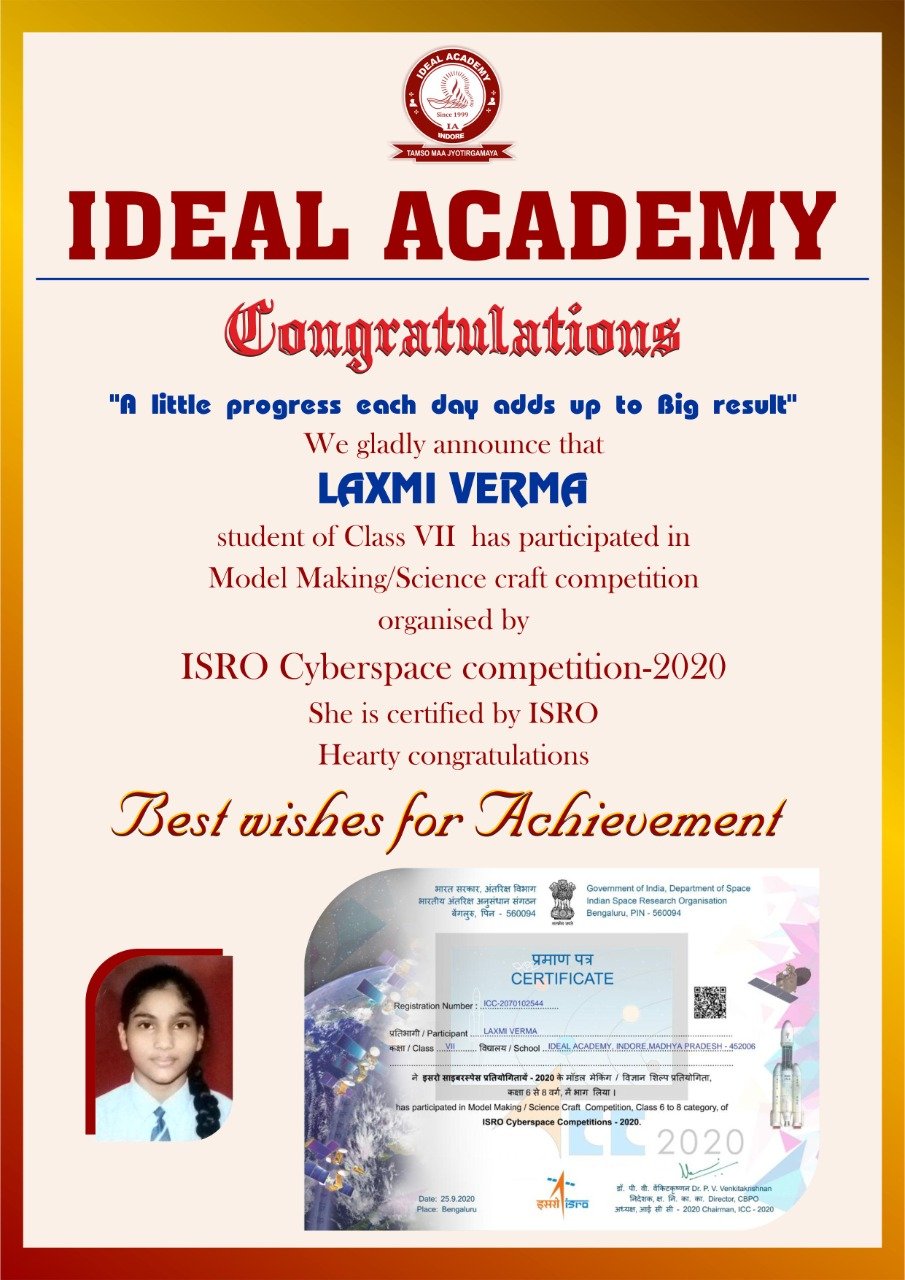 Congratulations Laxmi Verma ISRO Cyberspace Competition 2020
