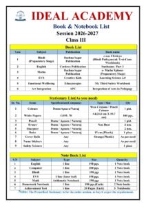 Booklist Class 3