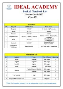Booklist Class 9