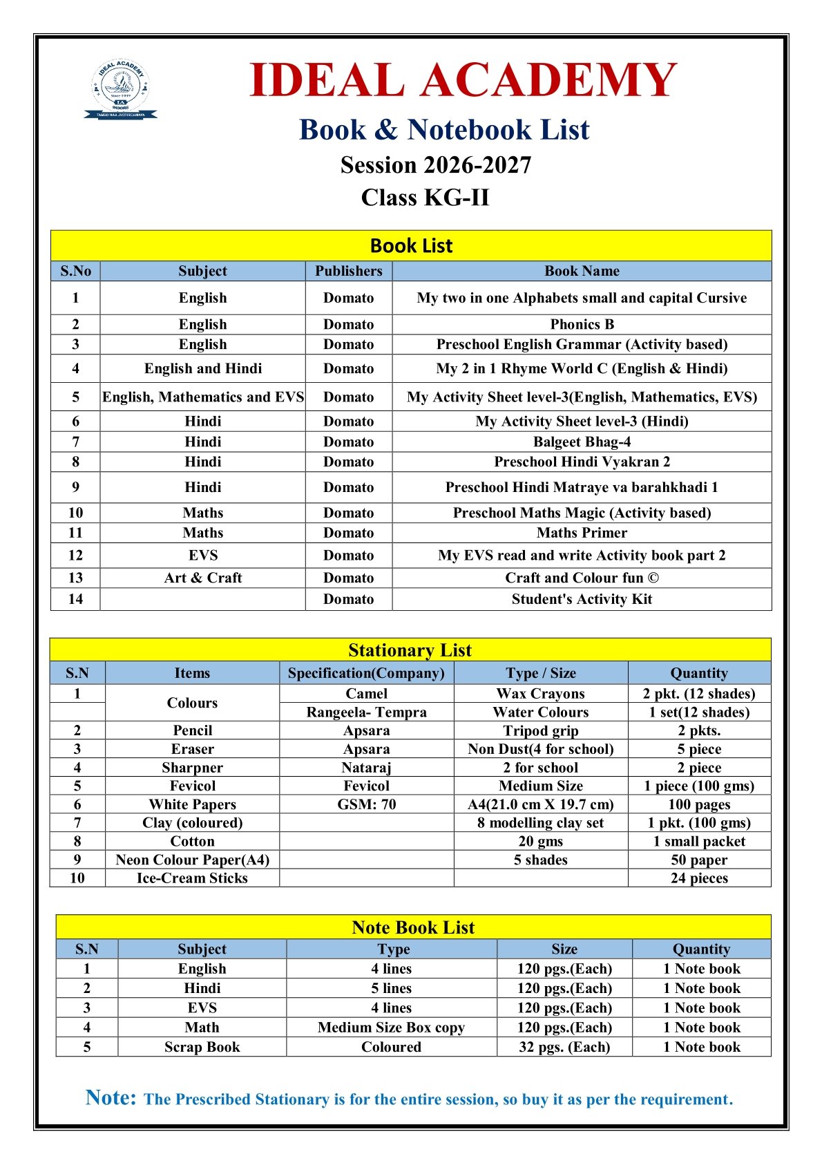 Booklist KG 2